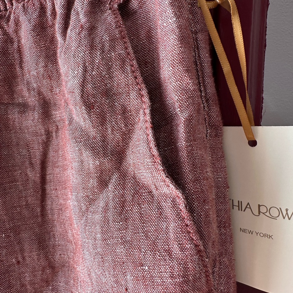Cynthia Rowley Rust Linen-Cotton Cropped Wide-Leg Pants like free people - Picture 6 of 6